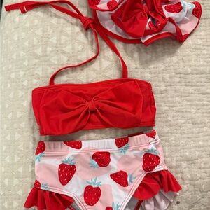 Red Strawberry Kids Swimwear Set